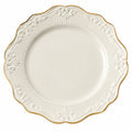 Assiette plate diamètre 27 cm en porcelaine ivoire bord doré style classique