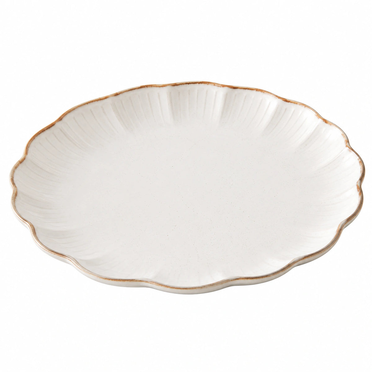 Assiette de service ronde 28 cm en céramique blanche à bord ondulé