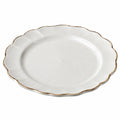 Assiette plate 27 cm en céramique blanche bord brun - forme festonnée