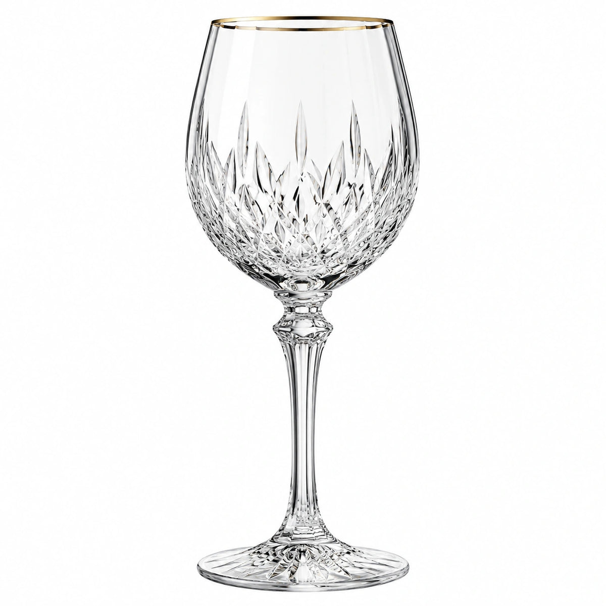 Verre à vin sur pied 500 ml en verre transparent nervuré pour vin rouge
