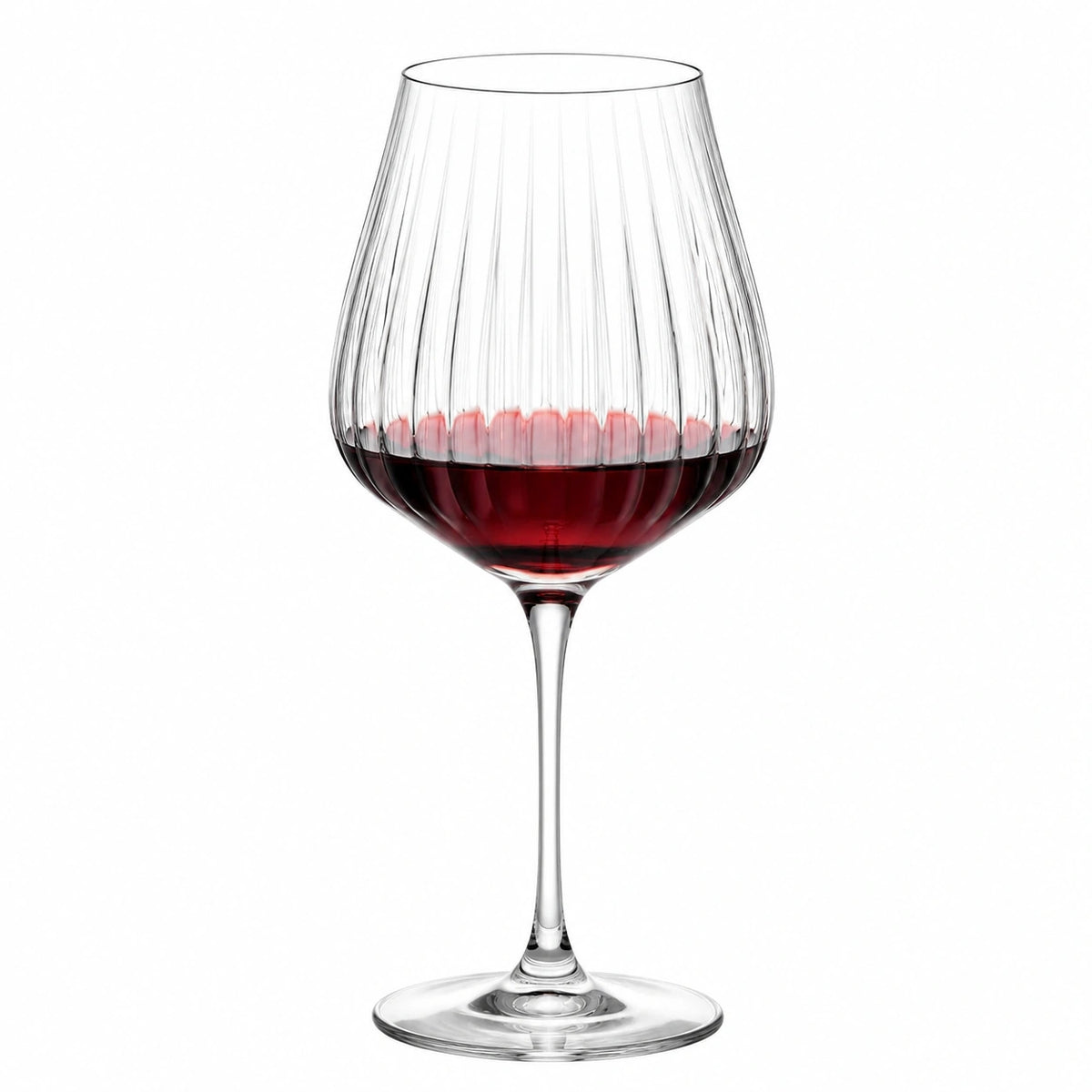 Verre à vin 450 ml en verre transparent côtelé à pied