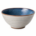 Bol 20 cm en céramique bleu et blanc style artisanal pour repas