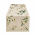 Chemin de table 180 x 40 cm en tissu beige à motif végétal style naturel