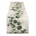 Chemin de table 40 x 120 cm en polyester beige vert et terracotta à motif botanique