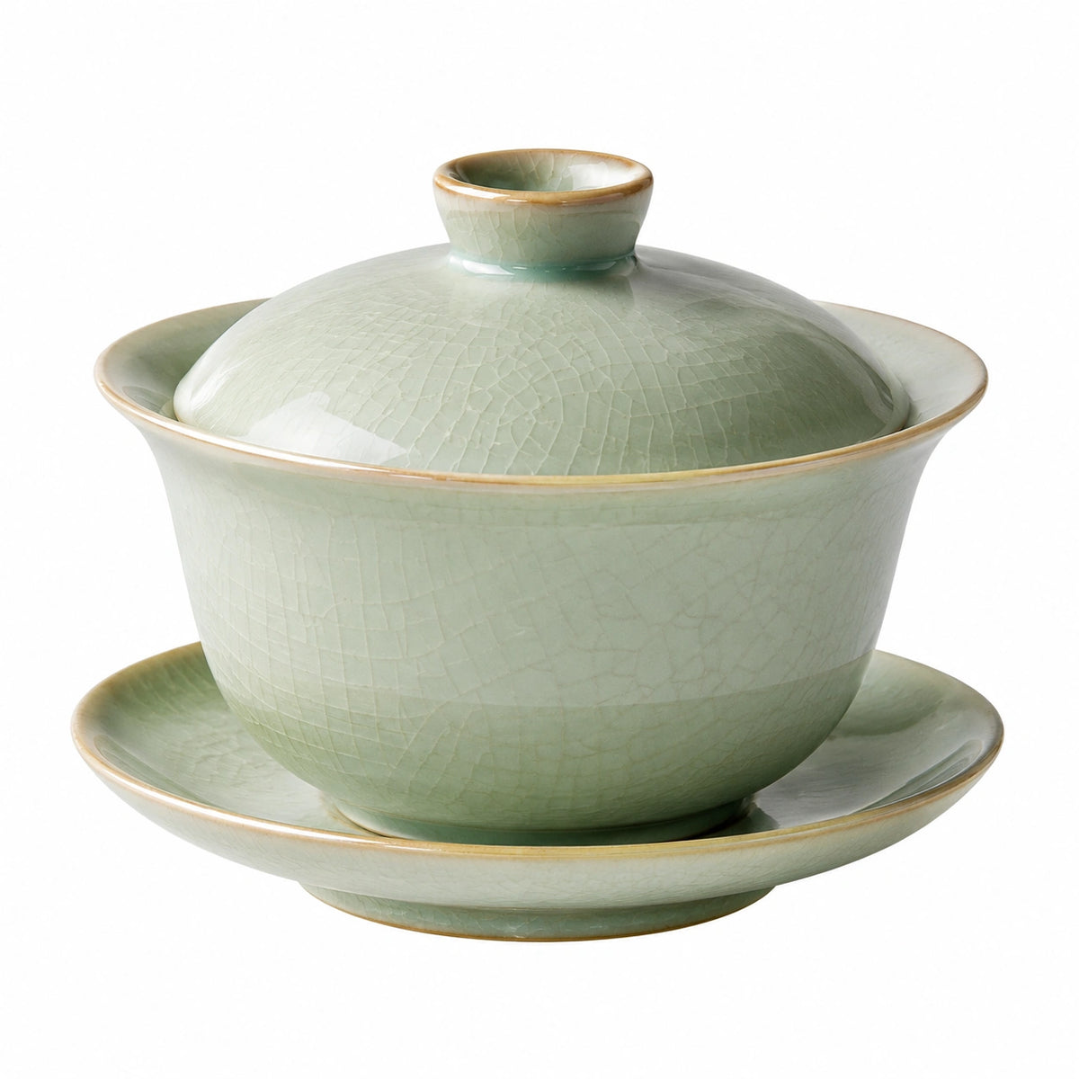 Gaiwan en céramique 150 ml vert céladon avec soucoupe et couvercle style traditionnel
