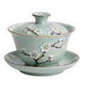 Tasse à thé gaiwan 10 cm en céramique bleu céladon avec couvercle