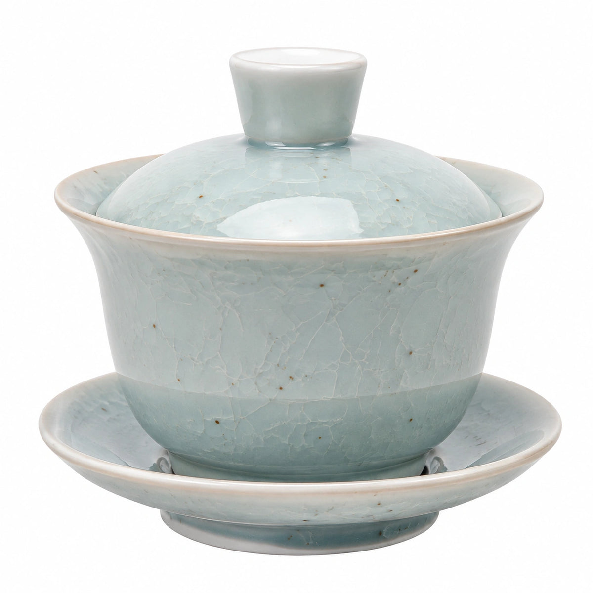 Gaiwan en porcelaine 180 ml blanc vert motif bambou avec couvercle et soucoupe