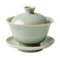 Gaiwan en céramique bleu clair 150 ml avec soucoupe et couvercle style traditionnel