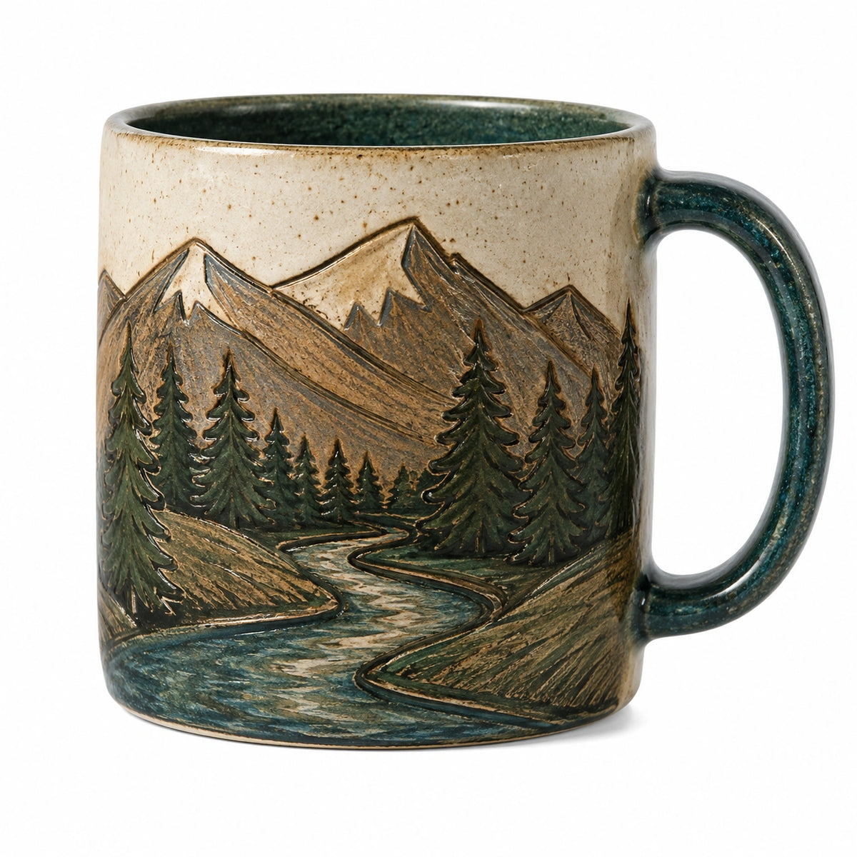 Mug en céramique 350 ml blanc et beige à finition texturée