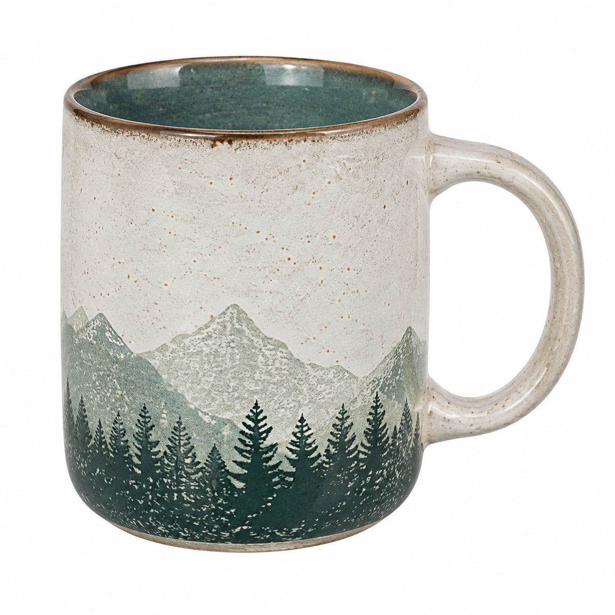 Mug en céramique 400 ml beige à motif floral avec anse