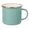 Tasse en acier émaillé 500 ml blanc/bleu marine - mouchetée à anse pour boissons