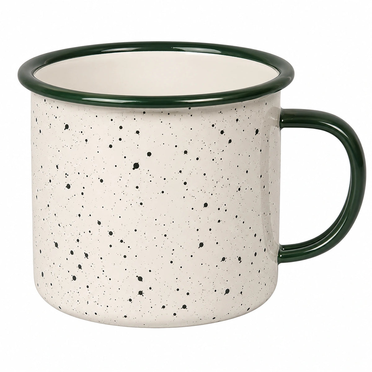 Mug 350 ml en acier émaillé vert - anse pour boissons chaudes et froides