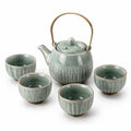 Service à thé en céramique 7 pièces bleu marine à motifs floraux 850 ml