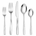 Ménagère 5 pièces en acier inoxydable argenté à manches martelés pour table