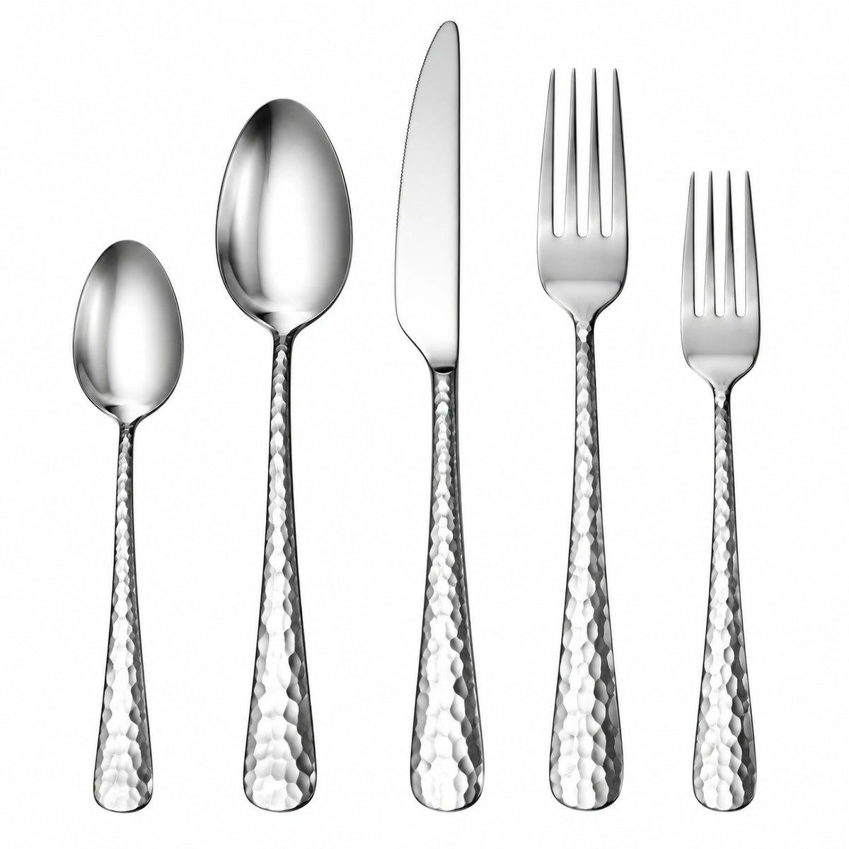 Ménagère 5 pièces 16 à 23 cm en métal argenté pour table style classique