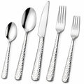 Ménagère 5 pièces 15 à 23 cm en acier inoxydable doré finition polie pour table