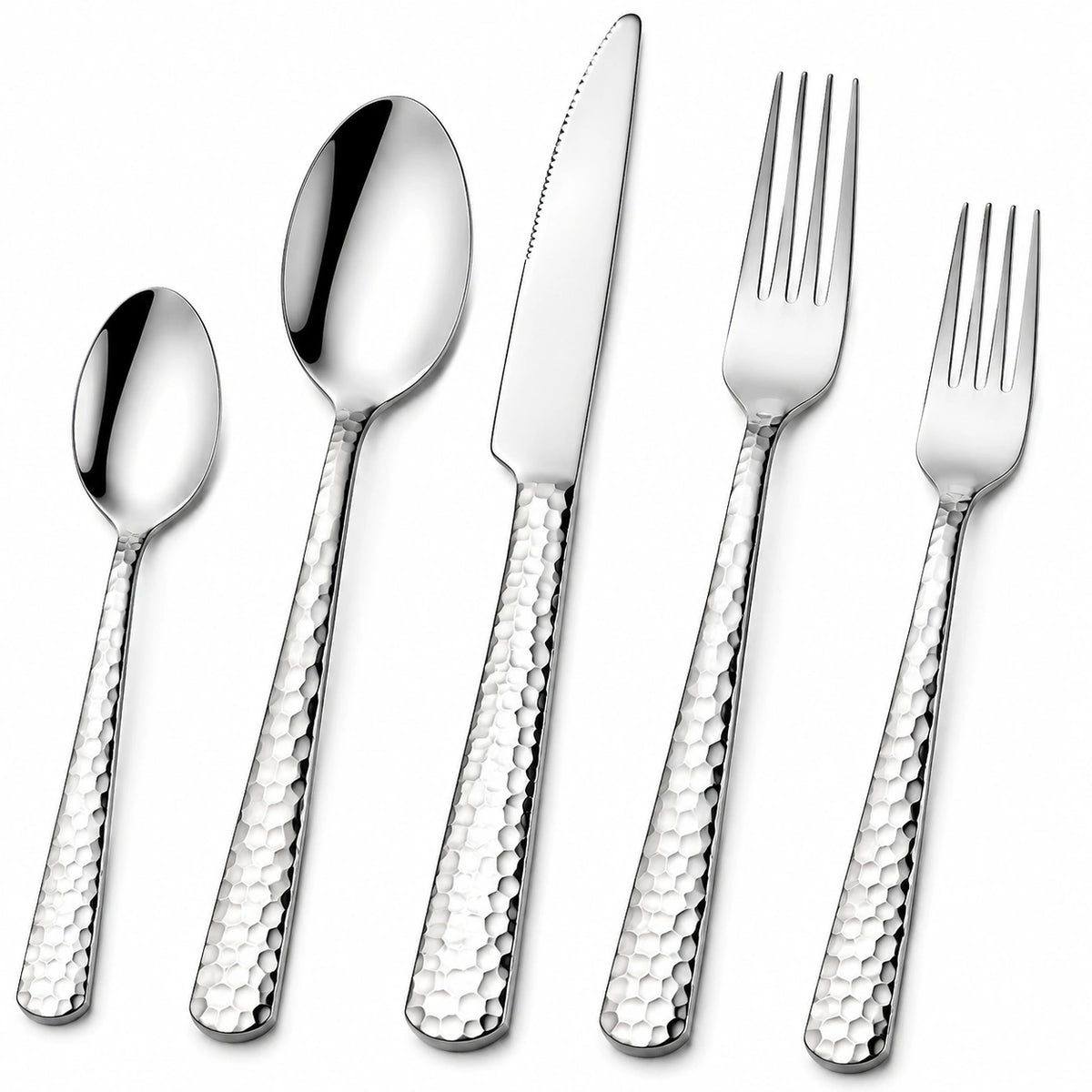 Ménagère 5 pièces 15 à 23 cm en acier inoxydable doré finition polie pour table